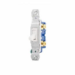 15 Amp Toggle Switch, Single-Pole, White 