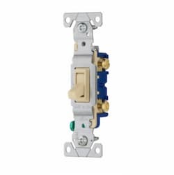 Eaton Wiring 15 Amp Single Pole Toggle Switch, Auto Ground, Residential, Ivory