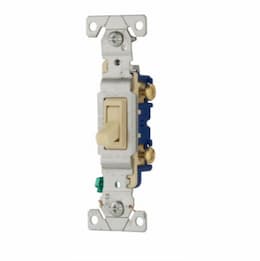 Eaton Wiring 15 Amp Single Pole Toggle Switch, Auto Ground, Ivory