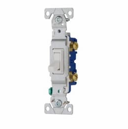 Eaton Wiring 15 Amp Single Pole Toggle Switch, Auto Ground, White