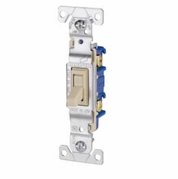 15 Amp Single Pole Toggle Switch, Non-Grounded, Ivory