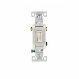 15 Amp Framed Lighted Toggle Switch, Non-Grounding, 3-Way, 120V, Light Almond