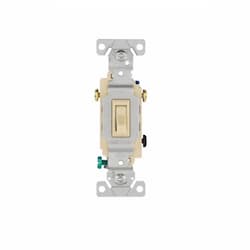 15 Amp Toggle Switch, 3-Way, 120V, #14-10 AWG, Ivory