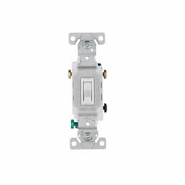 15 Amp Framed Toggle Switch, Non-Grounding, 3-Way, #14-10 AWG, 120V, White