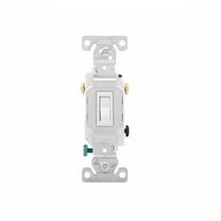 15 Amp Framed Toggle Switch, Auto-Ground, 3-Way, #14-10 AWG, 120V, White