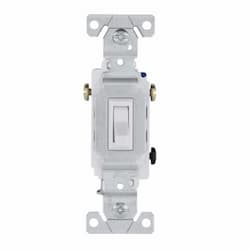 15 Amp Toggle Switch, Single-Pole, 3-Way, 14-10 AWG, 120V, White, Bulk