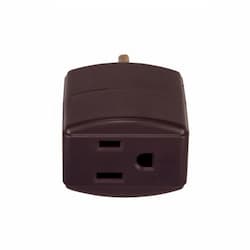 15 Amp Cube Tap, Three Outlet, 125V, Brown