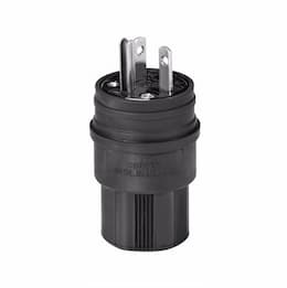 20 Amp Watertight Plug, NEMA 6-20P, Black