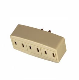 15 Amp Cube Tap, Three Outlet, Ivory