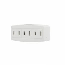 15 Amp Cube Tap, Three Outlet, White 