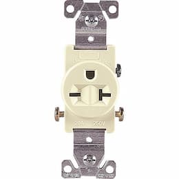 20 Amp NEMA 6-20R 250V Straight Blade Single Receptacle, Almond