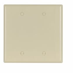 2-Gang Mid-Size Blank Wallplate, Ivory