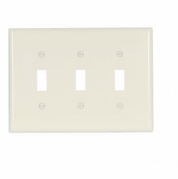 3-Gang Mid-Size Toggle Switch Wallplate, Almond