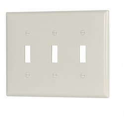 3-Gang Mid-Size Toggle Switch Wallplate, Light Almond