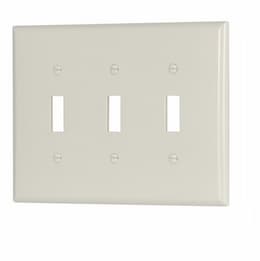 3-Gang Mid-Size Toggle Switch Wallplate, Light Almond