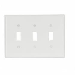 3-Gang Mid-Size Toggle Switch Wallplate, White