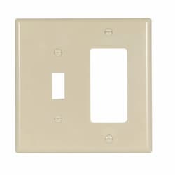 Eaton Wiring 2-Gang Toggle & Decorator Combination Wallplate, Ivory