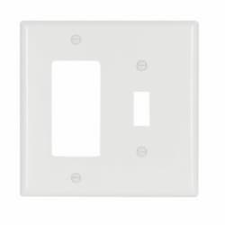 2-Gang Toggle & Decorator Combination Wallplate, White