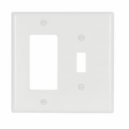 Eaton Wiring 2-Gang Toggle & Decorator Combination Wallplate, White