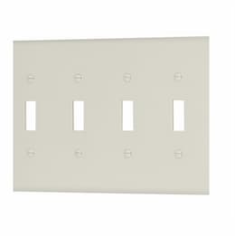 4-Gang Mid-Size Toggle Switch Wallplate, Light Almond