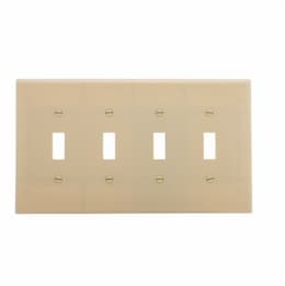 4-Gang Mid-Size Toggle Switch Wallplate, Ivory