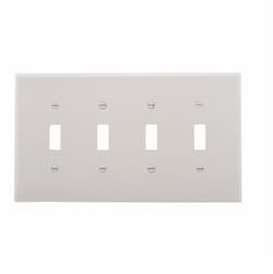 4-Gang Mid-Size Toggle Switch Wallplate, White