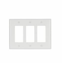 3-Gang Mid-Size Decorator Wallplate, White