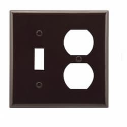 2-Gang Thermoset Toggle & Duplex Wallplate, Brown