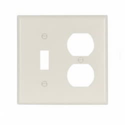 Eaton Wiring 2-Gang Thermoset Toggle & Duplex Wallplate, Light Almond