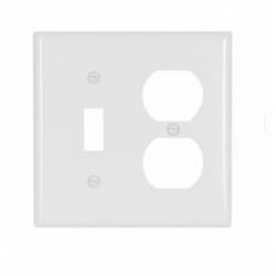 2-Gang Thermoset Toggle & Duplex Wallplate, White