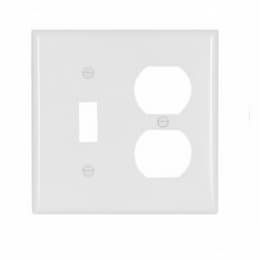 2-Gang Thermoset Toggle & Duplex Wallplate, White