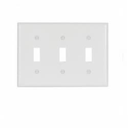 3-Gang Thermoset Toggle Switch Wallplate, White