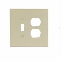 2-Gang Thermoset Oversize Toggle & Duplex Receptacle Wallplate, Ivory
