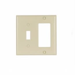 2-Gang Thermoset Toggle & Rocker Switch Combo Wallplate, Ivory