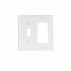 2-Gang Thermoset Toggle & Rocker Switch Combo Wallplate, White