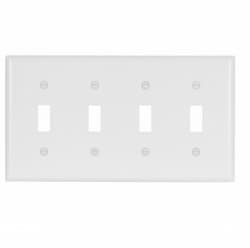 4-Gang Thermoset Toggle Switch Wallplate, White