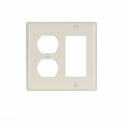 Eaton Wiring 2-Gang Thermoset Duplex Receptacle & Rocker Switch Wallplate, Light Almond