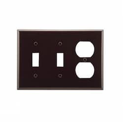 3-Gang Thermoset Duplex Receptacle & Toggle Switch Wallplate, Brown