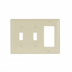 3-Gang Thermoset Decorator & Toggle Switch Wallplate, Ivory