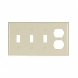 4-Gang Thermoset Duplex Receptacle & Toggle Switch Wallplate, Ivory