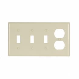 Eaton Wiring 4-Gang Thermoset Duplex Receptacle & Toggle Switch Wallplate, Ivory