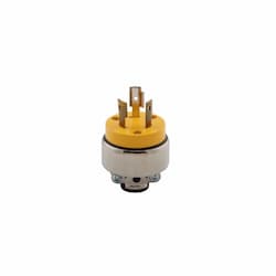 20 Amp Locking Plug, NEMA L10-20, 125V-250V, Yellow