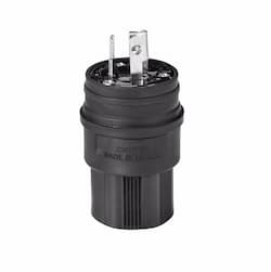 15 Amp Locking Plug, Watertight, Black