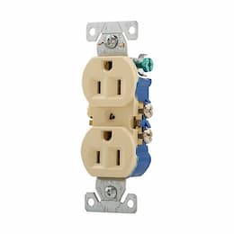 15 Amp NEMA 5-15R 125V Duplex Receptacle Outlet, Ivory