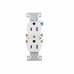 Eaton Wiring 15 Amp Duplex Receptacle, NEMA 5-15R, 2-Pole, 3 Wire, 125V, #14-10 AWG, White