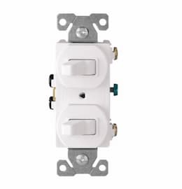 15 Amp Toggle Switches, Combination, White