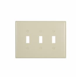3-Gang Toggle Switch Wall Plate, Oversize, Ivory