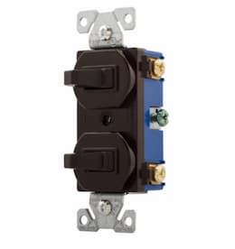 15 Amp Toggle Switches, Combination, Brown