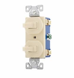 15 Amp Toggle Switches, 2 Three-Way, Ivory