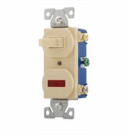 15 Amp Pilot Light Switch, Toggle Switch & Pilot Light, Ivory